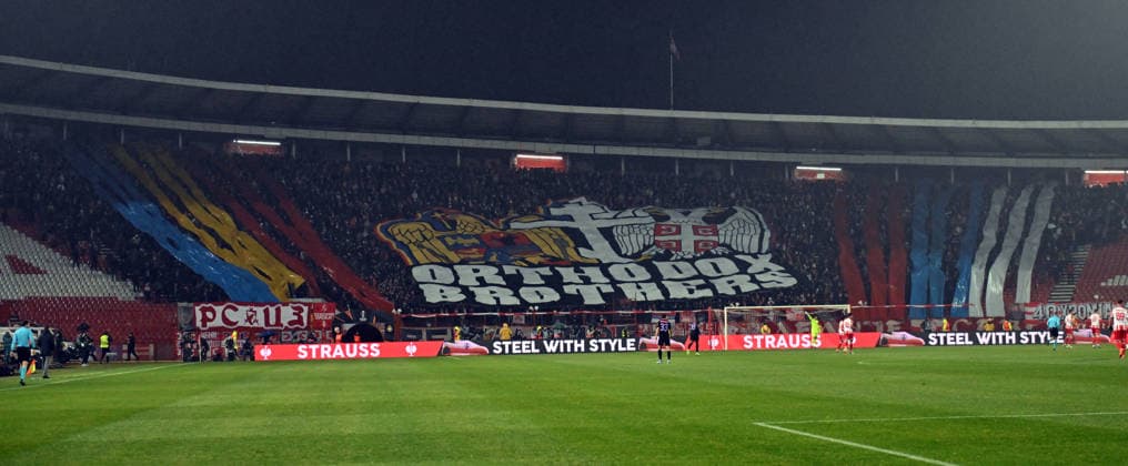 CRVENA ZVEZDA vs FCSB DELIJE, football supporters of Crvena Zvezda during the Europa League match against FCSB, at Rajko Mitic stadium. Belgrade, 27.11.2025 photo: MN Press photo FOOTBALL, EUROPA LEAGUE, UEFA, CRVENA ZVEZDA, FCSB Belgrade Stadion Rajko Mitic Serbia Copyright: xMarkoxMetlasx xMNxPressx