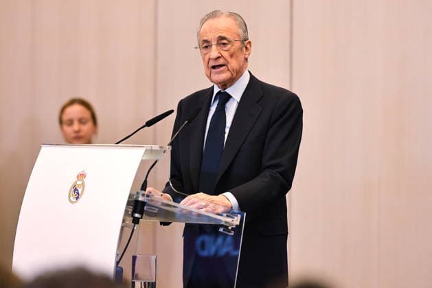 Florentino Perez (Real), NOVEMBER 27, 2025 - Football Soccer : Florentino Perez delivering a speech at the presentation ceremony for the Order of Merit of the Federal Republic of Germany to Toni Kroos at the Estadio Santiago Bernabeu in Madrid, Spain. Noxthirdxpartyxsales  aflo_311748783