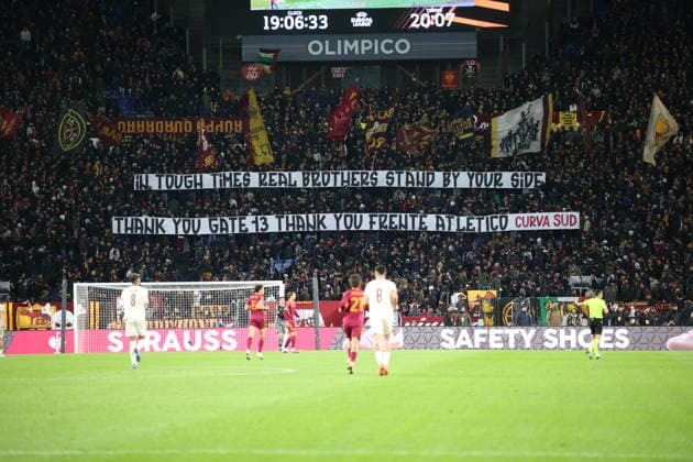 27.11.2025 Europa League Fase a Gironi : Roma vs Midtjylland Nella foto: Striscione& xD;(Foto Gino Mancini)  Copyright: xGinoxMancini IPAxSportx xipa-agency.netx xx IPA_68459628 IPA_Agency_IPA68459628