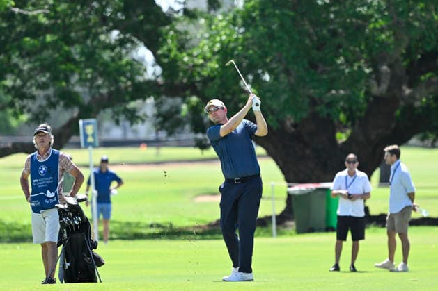 28th November 2025; Royal Queensland Golf Club, Brisbane, Queensland, Australia; BMW Australian PGA, Golf Herren Championship Golf, Round Two; Bernard Wiesberger of Austria plays a shot from the fairway  NigelxOwen