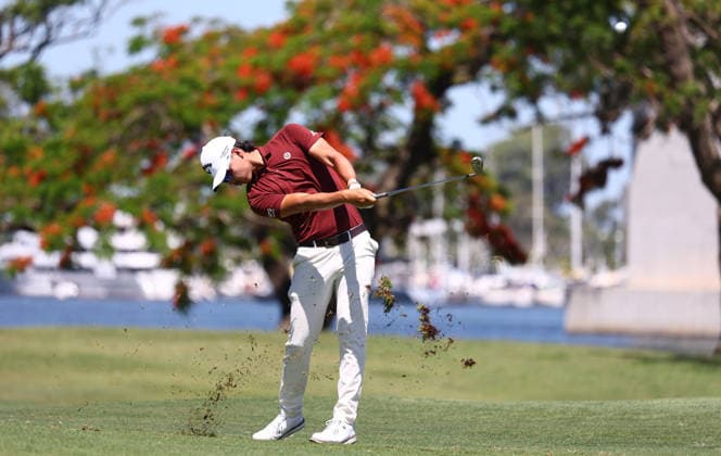 GOLF AUSTRALIAN PGA, Golf Herren Australia s Min Woo Lee in action during the 2nd Round of the Australian PGA Championship at Royal Queensland Golf Club in Brisbane, Friday, November 28, 2025. ( NO ARCHIVING, EDITORIAL USE ONLY BRISBANE QUEENSLAND AUSTRALIA  Copyright: xx 20251128128205863652
