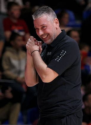 (251128) -- BELGRADE, Nov. 28, 2025 -- Switzerland s head coach Ilias Papatheodorou reacts during the FIBA basketball World Cup 2027 European qualifiers first round group C match between Serbia and Switzerland in Belgrade, Serbia, Nov. 27, 2025. (Photo by Xinhua) (SP)SERBIA-BELGRADE-BASKETBALL-FIBA-WORLD CUP-QUALIFIER-SERBIA VS SWITZERLAND PredragxMilosavljevic 