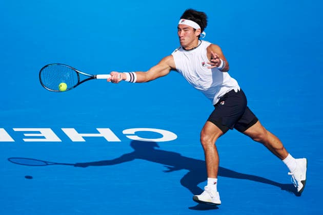 CHENGDU, CHINA - NOVEMBER 27: Bu Yunchaokete of China competes in the Men s Singles Quarterfinal match against Sumit Nagal of India on day 4 of the 2026 Australian Open Asia-Pacific Wildcard Playoffs at the Sichuan International Tennis Centre on November 27, 2025 in Chengdu, Sichuan Province of China.  Copyright: xVCGx 111606246133