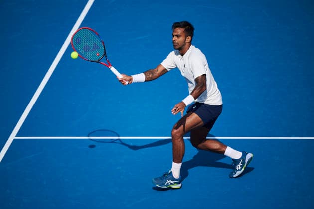 CHENGDU, CHINA - NOVEMBER 27: Sumit Nagal of India competes in the Men s Singles Quarterfinal match against Bu Yunchaokete of China on day 4 of the 2026 Australian Open Asia-Pacific Wildcard Playoffs at the Sichuan International Tennis Centre on November 27, 2025 in Chengdu, Sichuan Province of China.  Copyright: xVCGx 111606246152