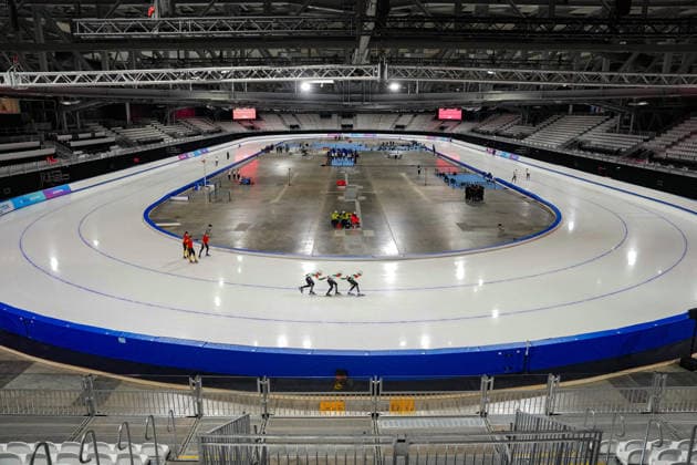 ISU Junior Speed skating, Eisschnelllauf world cup 2025, training session in the venue at Rho Fiera that will host the speed skating competitions at the Milano Cortina Olympics,November 28, 2025, Milan, Italy (photo Gian Mattia D™Alberto Lapresse) ISU Junior speed skating world cup 2025, sessione di allenamento nell™impianto alla Fiera di Rho che ospiterÃ le gare di speed skating alle olimpiadi di Milano Cortina , Novembre 28 2025, Milano, Italia (photo Gian Mattia D™Alberto Lapresse)  Copyright: xGianxMattiaxD Albertox-xLaPressex
