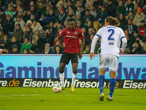Germany Soccer 2 Bundesliga 2025 26, 14 Matchday Hannover 96 vs Karlsruher SC Heinz von Heiden Arena Stadion Hannover Mustapha Bundu Hannover 96, 7 Hannover Copyright: xAymanxAlahmedx