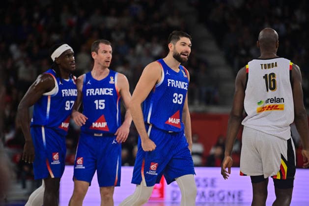 BASKET : France vs Belgique - Rouen - 28 11 2025 Killian Tillie ( 33 - France ) celebrates during the FIBA European Qualifiers match between France and Belgium at Kindarena on November 28, 2025 in Rouen, France. ( Photo by Federico Pestellini PSNewz ) - RouenFrance  Copyright: xFedericoxPestellinix