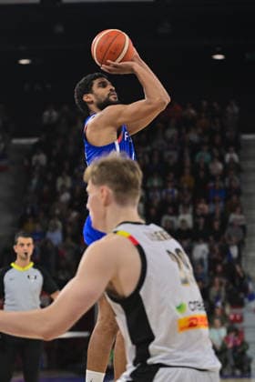 BASKET : France vs Belgique - Rouen - 28 11 2025 Labeyrie Louis ( 45 - France ) during the FIBA European Qualifiers match between France and Belgium at Kindarena on November 28, 2025 in Rouen, France. ( Photo by Federico Pestellini PSNewz ) - RouenFrance  Copyright: xFedericoxPestellinix