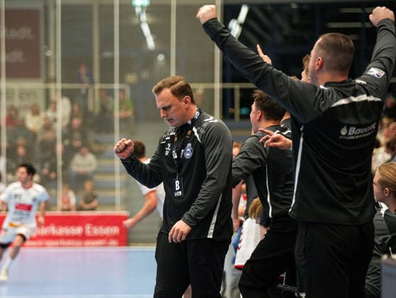 David Roehrig VfL Luebeck Schwartau, Coach happy TuSEM Essen vs 1 VfL Luebeck Schwartau, Handball, 2 Bundesliga, Matchday 13, Season 2025 2026, 28 11 2025 TuSEM Essen vs 1 VfL Luebeck Schwartau, Handball, 2 Bundesliga, Matchday 13, Season 2025 2026, 28 11 2025 Essen Copyright: xEibner-Pressefoto DamianxKruczynx EP_DKI