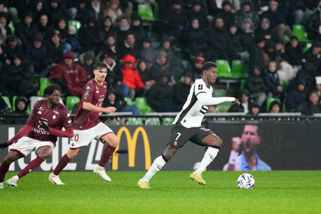 FC Metz v Stade Rennais FC - Ligue 1 McDonald s 2025 2026 20 Jessy DEMINGUET (fcm) - 07 Breel EMBOLO (srfc) during the Ligue 1 McDonald s match between Metz and Rennes at Stade Saint-Symphorien on November 28, 2025 in Metz, France. Metz France  Copyright: xFEPx 776348214