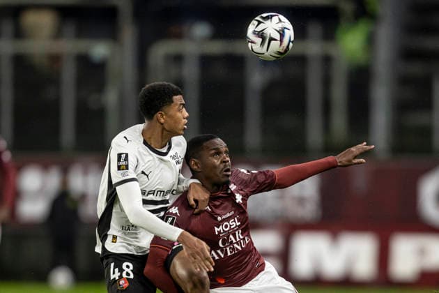 FOOTBALL : Ligue 1 Metz vs Rennes - Stade Saint-Symphorien - Metz - 28 11 2025 Malick Mbaye 11 et Ait Abdelhamid 48  Copyright: xelyxandroxcegarrax