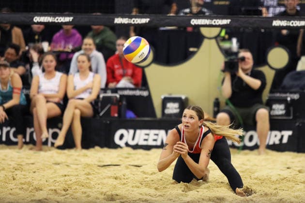 Abby van Winkle dives to return during the Queen & King Of The Court, Volleyball Crown Series at the Crystal Palace National Sports Centre, London, United Kingdom on 28 November 2025. Copyright: xJoshuaxSmithx 44320018