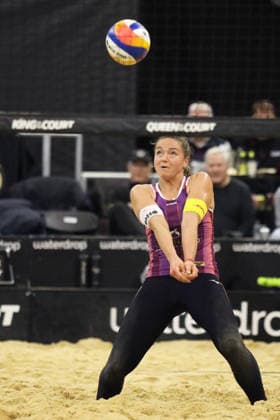 Emi van Driel returns during the Queen & King Of The Court, Volleyball Crown Series at the Crystal Palace National Sports Centre, London, United Kingdom on 28 November 2025. Copyright: xJoshuaxSmithx 44320023