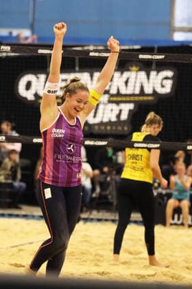 Emi van Driel celebrates during the Queen & King Of The Court, Volleyball Crown Series at the Crystal Palace National Sports Centre, London, United Kingdom on 28 November 2025. Copyright: xJoshuaxSmithx 44320024