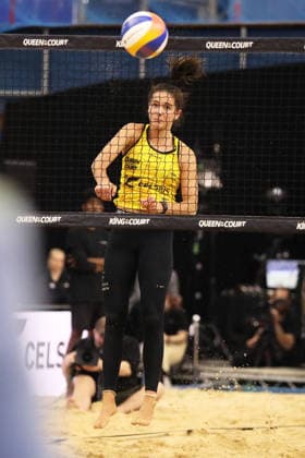 Sophia Neuss serves during the Queen & King Of The Court, Volleyball Crown Series at the Crystal Palace National Sports Centre, London, United Kingdom on 28 November 2025. Copyright: xJoshuaxSmithx 44320029