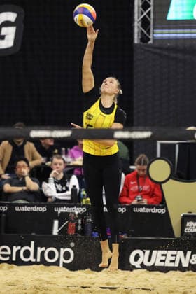 Chenoa Christ serves during the Queen & King Of The Court, Volleyball Crown Series at the Crystal Palace National Sports Centre, London, United Kingdom on 28 November 2025. Copyright: xJoshuaxSmithx 44320030
