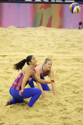 Giuliana Poletti and Lisa Luini during the Queen & King Of The Court, Volleyball Crown Series at the Crystal Palace National Sports Centre, London, United Kingdom on 28 November 2025. Copyright: xJoshuaxSmithx 44320032