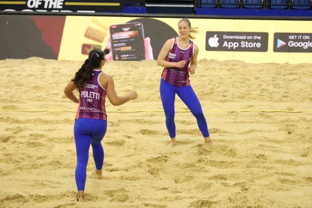 Giuliana Poletti and Lisa Luini during the Queen & King Of The Court, Volleyball Crown Series at the Crystal Palace National Sports Centre, London, United Kingdom on 28 November 2025. Copyright: xJoshuaxSmithx 44320036