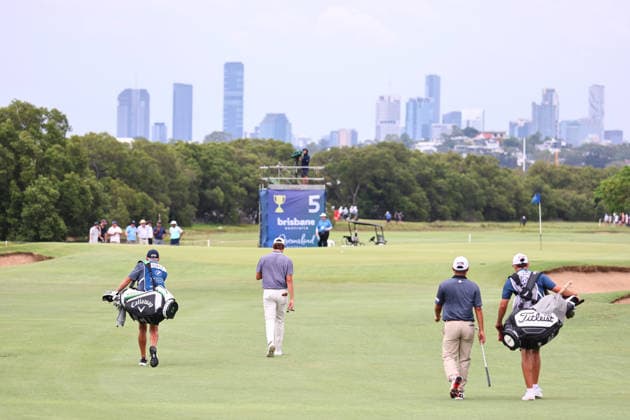 GOLF AUSTRALIAN PGA, Golf Herren New Zealand s Kazuma Kobori and Anthony Quayle during Round 3 of the Australian PGA Championship at Royal Queensland Golf Club in Brisbane, Saturday, November 29, 2025. ( NO ARCHIVING, EDITORIAL USE ONLY BRISBANE QUEENSLAND AUSTRALIA  Copyright: xx 20251129145672988290