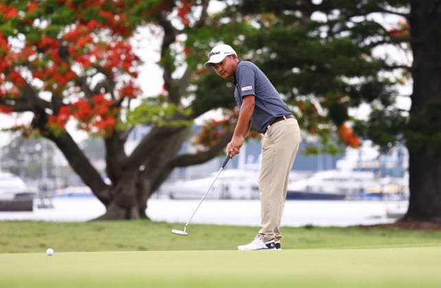 GOLF AUSTRALIAN PGA, Golf Herren New Zealand s Kazuma Kobori on the 5th hole during Round 3 of the Australian PGA Championship at Royal Queensland Golf Club in Brisbane, Saturday, November 29, 2025. ( NO ARCHIVING, EDITORIAL USE ONLY BRISBANE QUEENSLAND AUSTRALIA  Copyright: xx 20251129176129977229