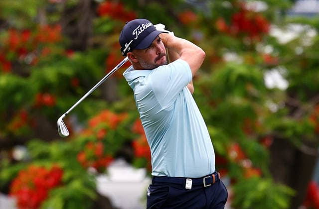 GOLF AUSTRALIAN PGA, Golf Herren Australia s Christopher Wood plays a shot on the 5th hole during Round 3 of the Australian PGA Championship at Royal Queensland Golf Club in Brisbane, Saturday, November 29, 2025. ( NO ARCHIVING, EDITORIAL USE ONLY BRISBANE QUEENSLAND AUSTRALIA  Copyright: xx 20251129176098431116