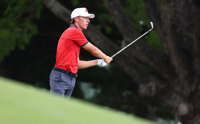 GOLF AUSTRALIAN PGA, Golf Herren Spain s David Puig plays a shot on the 5th hole during Round 3 of the Australian PGA Championship at Royal Queensland Golf Club in Brisbane, Saturday, November 29, 2025. ( NO ARCHIVING, EDITORIAL USE ONLY BRISBANE QUEENSLAND AUSTRALIA  Copyright: xx 20251129113244940497
