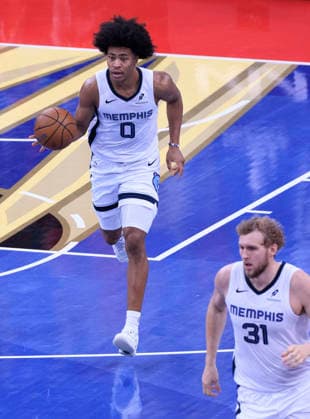 November 28, 2025, Inglewood, California, USA: Jaylen Wells 0 of the Memphis Grizzlies during their 2025 NBA, Basketball Herren, USA Cup game against the Los Angeles Clippers on Friday November 28, 2025 at Intuit Dome Arena in Inglewood, California. JAVIER ROJAS PI Inglewood USA - ZUMAp124 20251128_zaa_p124_055 Copyright: xJavierxRojasx