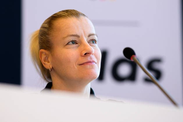 Handball, Women Germany Press conference Antje Döll Doell Germany Ludwigsburg Forum am Schlosspark Baden Württemberg Germany
