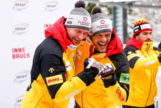 BOBSLEIGH - IBSF WC Innsbruck-Igls INNSBRUCK,AUSTRIA,29.NOV.25 - BOBSLEIGH - IBSF World Cup, two-man, men. Image shows Johannes Lochner and Georg Fleischhauer (GER).  GEPAxpictures xMarkoxVulic