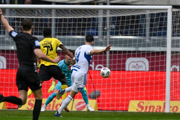 Conor Noß Noss Duisburg 14 scores the goal for 1 0 29 11 2025 Soccer MSV Duisburg vs SV Alemannia Aachen, Schauinsland Reisen Arena, Duisburg, DFB DFL REGULATIONS PROHIBIT ANY USE OF PHOTOGRAPHS AS IMAGE SEQUENCES AND OR QUASI VIDEO Copyright: xpepphotox xPeterxEppingerx pep00321, pep_20251129_hm_215960