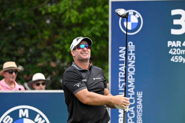 29th November 2025; Royal Queensland Golf Club, Brisbane, Queensland, Australia; BMW Australian PGA, Golf Herren Championship Golf, Round Three; Ryan Fox of New Zealand follows the flight of his tee shot  NigelxOwen