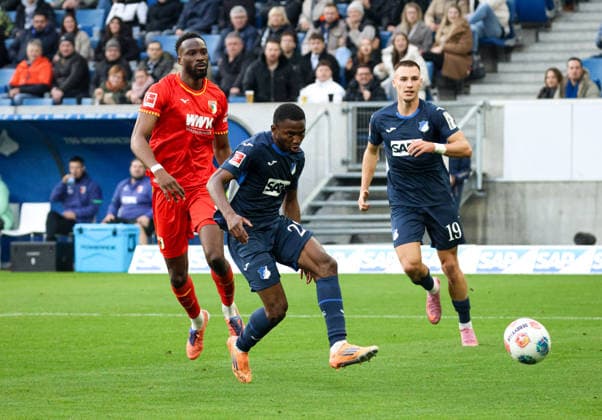 Germany 1 Bundesliga 2025 26, Matchday 12 TSG Hoffenheim vs FC Augsburg, PreZero Arena Sinsheim Goal kick by Bazoumana TourÃ Bazoumana Toure, TSG Hoffenheim, 29 to 1 0 Sinsheim PreZero Arena Baden Württemberg Germany Copyright: xBenedictxChristx