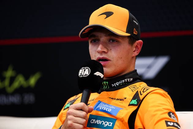 F1 - QATAR GRAND PRIX 2025 NORRIS Lando (gbr), McLaren F1 Team MCL39, portrait press conference, PK, Pressekonferenz during the 2025 Formula 1 Qatar Grand Prix, 23th round of the 2025 FIA Formula One World Championship, WM, Weltmeisterschaft from November 28 to 30, 2025 on the Lusail International Circuit, in Lusail, Qatar - LusailQatar Copyright: xEricxAlonsox