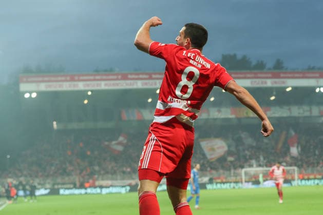 29 11 2025, xtgx, Fussball 1 Bundesliga, 1 FC Union Berlin 1 FC Heidenheim emspor, v l Rani Khedira Union Berlin, 8 Jubel, Torjubel, jubelt ueber das Tor, celebrate the goal, celebration DFL DFB REGULATIONS PROHIBIT ANY USE OF PHOTOGRAPHS as IMAGE SEQUENCES and or QUASI VIDEO Berlin