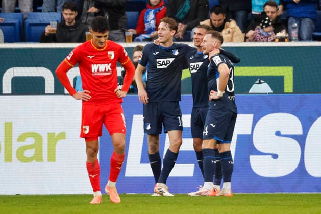 Goal celebration TSG Hoffenheim at 3 0 by Grischa Prömel, Promel TSG Hoffenheim, 06 , Germany, Soccer, 1 Bundesliga, Matchday 12, 2025 2026, TSG Hoffenheim vs FC Augsburg, 29 11 2025, PreZero Arena, Sinsheim, Germany Sinsheim PreZero Arena Baden Württemberg Germany Copyright: xGrantxHubbsx
