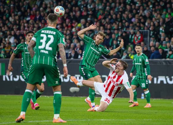 Germany Soccer Bundesliga 2025 26, 8 Matchday SV Werder Bremen vs 1 FC Köln Weserstadion Stadion Bremen Marius Bülter Marius Buelter 1 FC Köln, 30 Jens Stage SV Werder Bremen, 6 Marco Friedl SV Werder Bremen, 32 Bremen Copyright: xAymanxAlahmedx