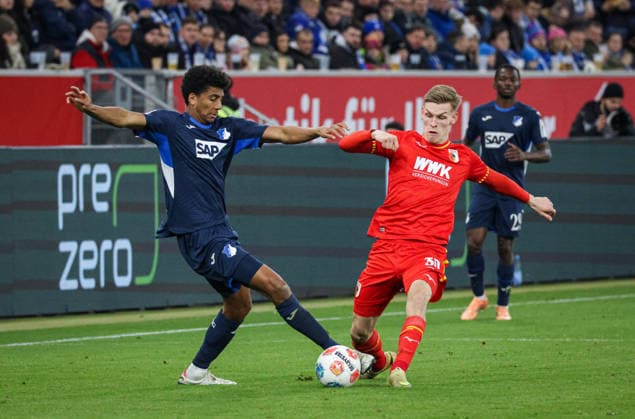 Germany 1 Bundesliga 2025 26, 12 Matchday TSG Hoffenheim vs FC Augsburg, PreZero Arena Sinsheim Bernardo, TSG Hoffenheim, 13 , Anton Kade, FC Augsburg, 30 Sinsheim PreZero Arena Baden Württemberg Germany Copyright: xBenedictxChristx