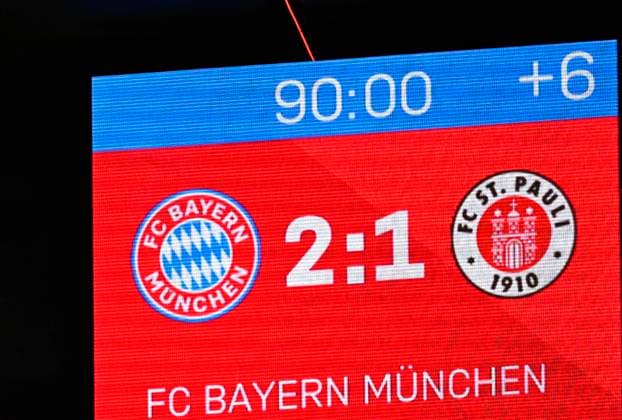 29 11 2025, Soccer Bundesliga 2025 2026, Matchday 12, FC Bayern Munich FC St Pauli, at Allianz Arena Munich, 2 1 after 90 minutes DFL and DFB regulations prohibit any use of photographs as image sequences and or quasi video
