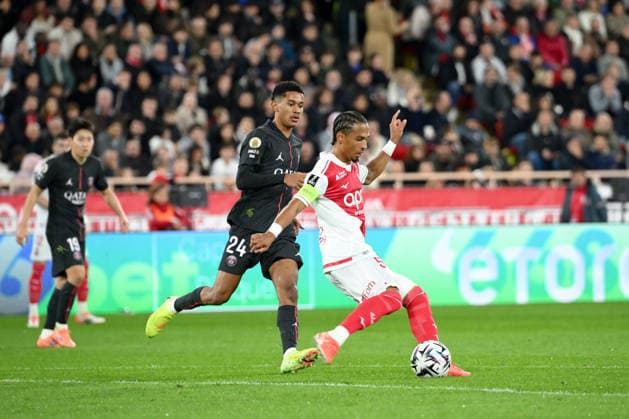 AS Monaco v Paris Saint-Germain - Ligue 1 McDonald s 2025 2026 24 Senny MAYULU (psg) - 05 Thilo KEHRER (asm) during the Ligue 1 McDonald s match between AS Monaco FC and Paris Saint-Germain FC at Stade Louis II on November 29, 2025 in Monaco, Monaco. Monaco Monaco  Copyright: xFEPx 776348212