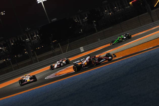 November 29, 2025, Goito, Lombardia, Italy: CHARLES LECLERC (16, Scuderia Ferrari) and LIAM LAWSON (30, Visa Cash App Racing Bulls) during the sprint race on Saturday at the Formula 1 Qatar Airways Qatar Grand Prix 2025 at the Lusail International Circuit in Doha Goito Italy - ZUMAr193 20251129_zsp_r193_088 Copyright: xSaraxRuffonix