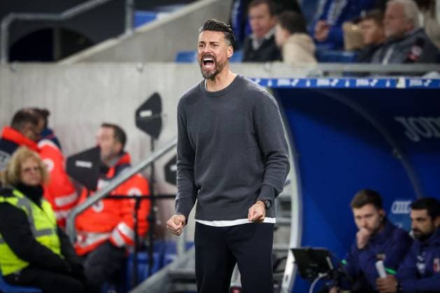 Head coach Sandro Wagner FC Augsburg gives instructions to the team, TSG Hoffenheim vs FC Augsburg, Football, Bundesliga, DFL, Season 2025 2026, First round, Matchday 12, 29 11 2025 DFB regulations prohibit any use of photographs as image sequences and or quasi video Sinsheim Baden Wuerttemberg Germany Copyright: xkolbert-press MartinxAgüerax