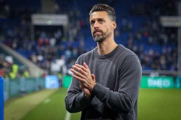 Disappointment, frustration with head coach Sandro Wagner FC Augsburg , with the fans after the end, TSG Hoffenheim vs FC Augsburg, Football, Bundesliga, DFL, Saison 2025 2026, Hinrunde, 12 Spieltag, 29 11 2025 DFB regulations prohibit any use of photographs as image sequences and or quasi video Sinsheim Baden Wuerttemberg Germany Copyright: xkolbert-press MartinxAgüerax