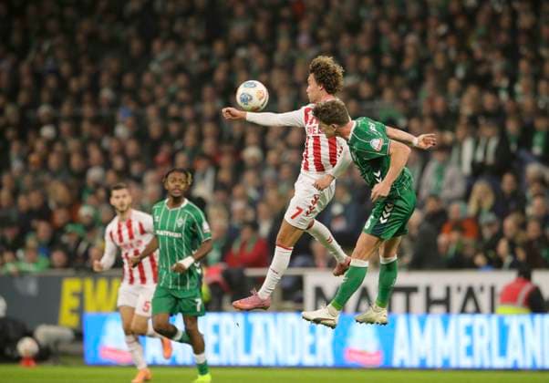 Photo Luca WALDSCHMIDT Cologne vs Jens STAGE Werder Soccer 1 Bundesliga , Matchday 12 on Sat 29 11 2025 Werder Bremen 1 FC Cologne