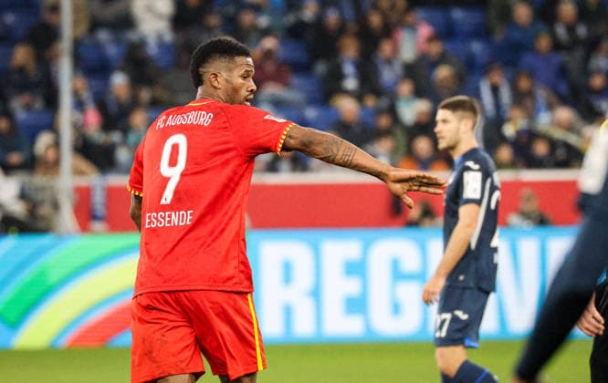 Germany 1 Bundesliga 2025 26, 12 Matchday TSG Hoffenheim vs FC Augsburg, PreZero Arena Sinsheim Samuel Essende, FC Augsburg, 9 Sinsheim PreZero Arena Baden Württemberg Germany Copyright: xBenedictxChristx