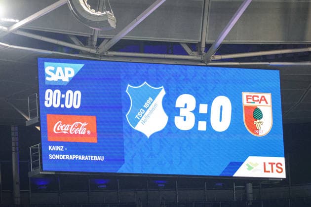 Germany 1 Bundesliga 2025 26, 12 Matchday TSG Hoffenheim vs FC Augsburg, PreZero Arena Sinsheim Score 3 0 Sinsheim PreZero Arena Baden Württemberg Germany Copyright: xBenedictxChristx
