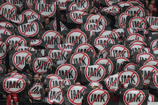 1 Bundesliga Bayer 04 Leverkusen Borussia Dortmund on 29 11 2025 at the BayArena in Leverkusen The fans of Bayer Leverkusen with a protest action against the IMK Interior Ministers Conference MH
