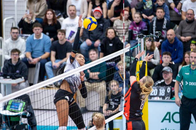 1 Volleyball Bundesliga Women Schwarz Weiss Erfurt vs ETV Hamburger Volksbank Volleys Erfurt 29 11 2025 Alianza Darley 14 Schwarz Weiss Erfurt vs Zoe Konjer 8 ETV Hamburger Volksbank Volleys 1 Volleyball Bundesliga Women Schwarz Weiss Erfurt vs ETV Hamburger Volksbank Volleys Riethsporthalle Erfurt 29 11 2025 Copyright: xBEAUTIFULxSPORTS Duehringx