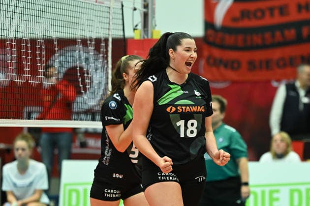 Lea Ambrosius Ladies in Black Aachen, 18 Dresdner SC vs Ladies in Black Aachen, 1 Volleyball Bundesliga Women, Season 2025 2026, 29 11 2025 Dresdner SC vs Ladies in Black Aachen, 1 Volleyball Bundesliga Women, Season 2025 2026, 29 11 2025 Dresden Copyright: xEibner-Pressefoto xHoepnerx EP_PHR