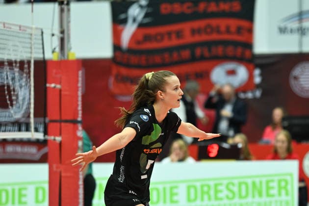 Corina Glaab Ladies in Black Aachen, 5 Dresdner SC vs Ladies in Black Aachen, 1 Volleyball Bundesliga Damen, Spielzeit 2025 2026, 29 11 2025 Dresdner SC vs Ladies in Black Aachen, 1 Volleyball Bundesliga Damen, Spielzeit 2025 2026, 29 11 2025 Dresden Copyright: xEibner-Pressefoto xHoepnerx EP_PHR