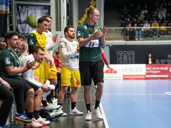 Pavel Prokopec VfL Eintracht Hagen, Coach satisfied VfL Eintracht Hagen vs SG BBM Bietigheim, Handball, 2 Bundesliga, Matchday 13, Season 2025 2026, 29 11 2025 VfL Eintracht Hagen vs SG BBM Bietigheim, Handball, 2 Bundesliga, Matchday 13, Season 2025 2026, 29 11 2025 Hagen Copyright: xEibner-Pressefoto DamianxKruczynx EP_DKI